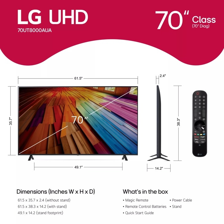 75 inch Class LG UT8000 4K UHD TV - 75UT8000AUA