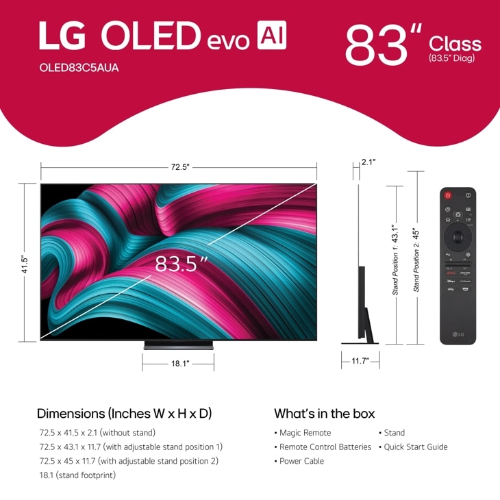 42 inch Class LG OLED evo AI C5 4K Smart TV 2025 - OLED42C5AUA.AUS