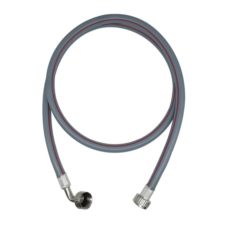 AGF04127475 Washing Machine Inlet Hose with metal connectors on both ends, gray rubber with red stripe