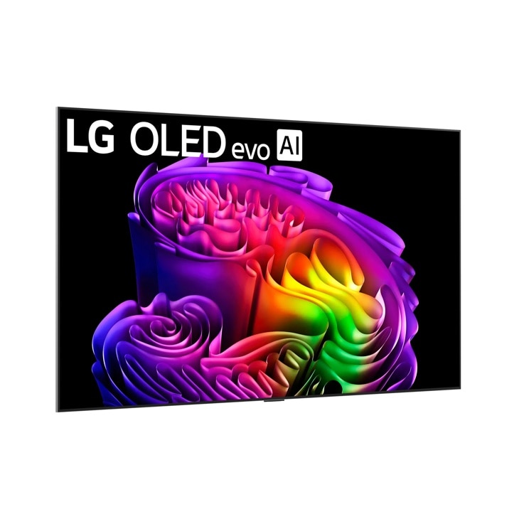 77-inch LG OLED77G6WUA 4K OLED evo AI TV with colorful abstract display Front View