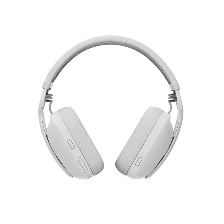 Wireless over-ear headphones 981001257 in white with padded headband and ear cushions showing control buttons on earcups - Front View