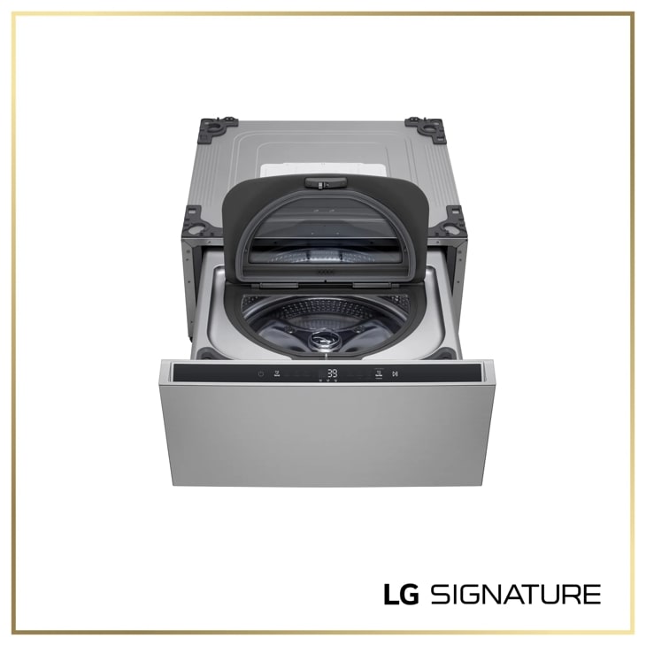 LG WD405CP Pedestal Washer - Door Open with Drum Interior