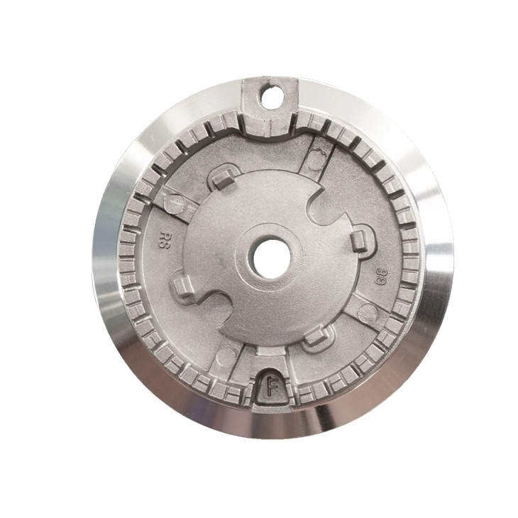 Silver kitchen accessory MBE62424101 with gear design and hole, top view