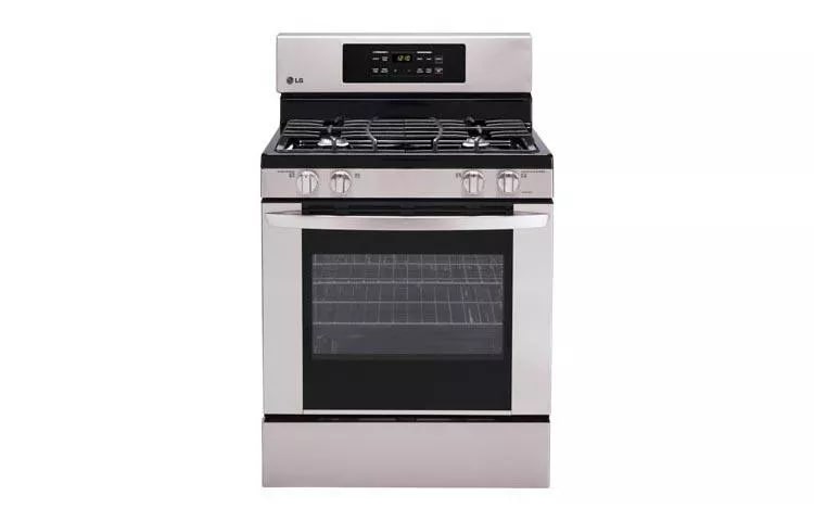 5.4 cu. ft. Capacity Gas Single Oven Range with 4 Burners with Essex cabinets in White