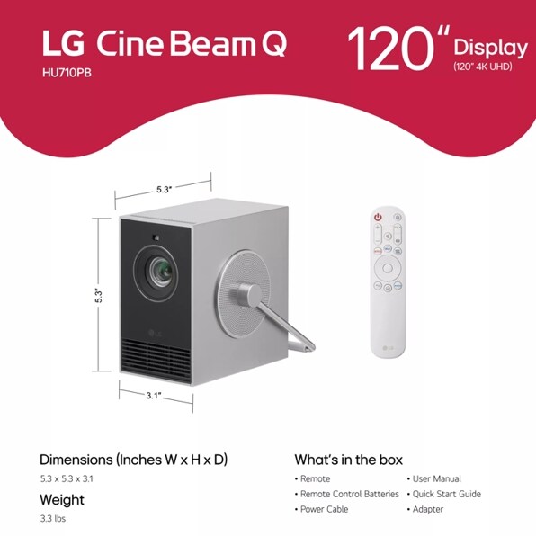 LG CineBeam Q 4K Smart Portable Projector - HU710PB