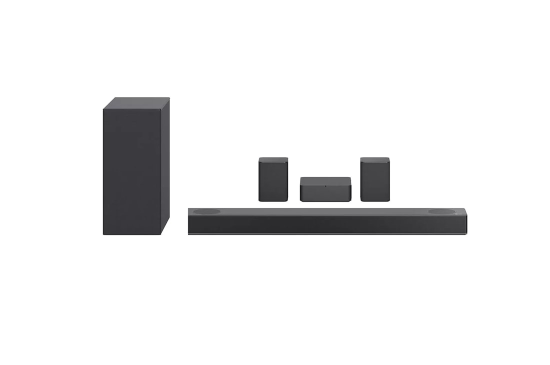 LG S75QR Soundbar with subwoofer and rear speakers front view