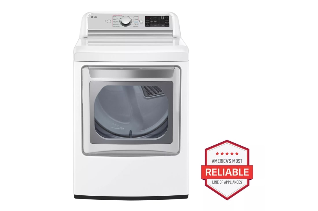LG LG 7.3 Cu. ft. Ultra Large Capacity Smart Wi-Fi Enabled Rear Control GAS Dryer with TurboSteam - White