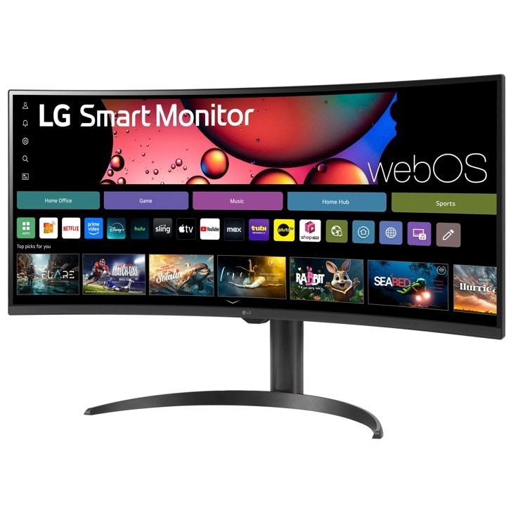 34" MyView Smart Monitor WQHD 1440P Curved Screen 100Hz with webOS Tilt/Height Adjustable Stand