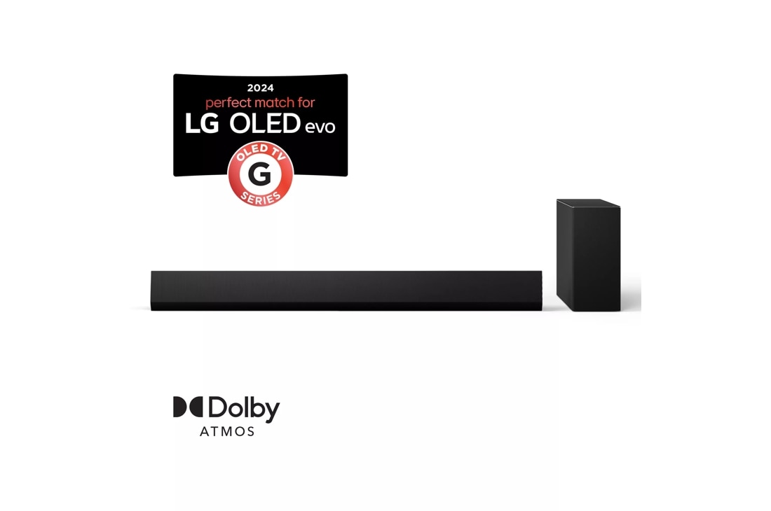 LG Soundbar for TV SG10TY front view with subwoofer