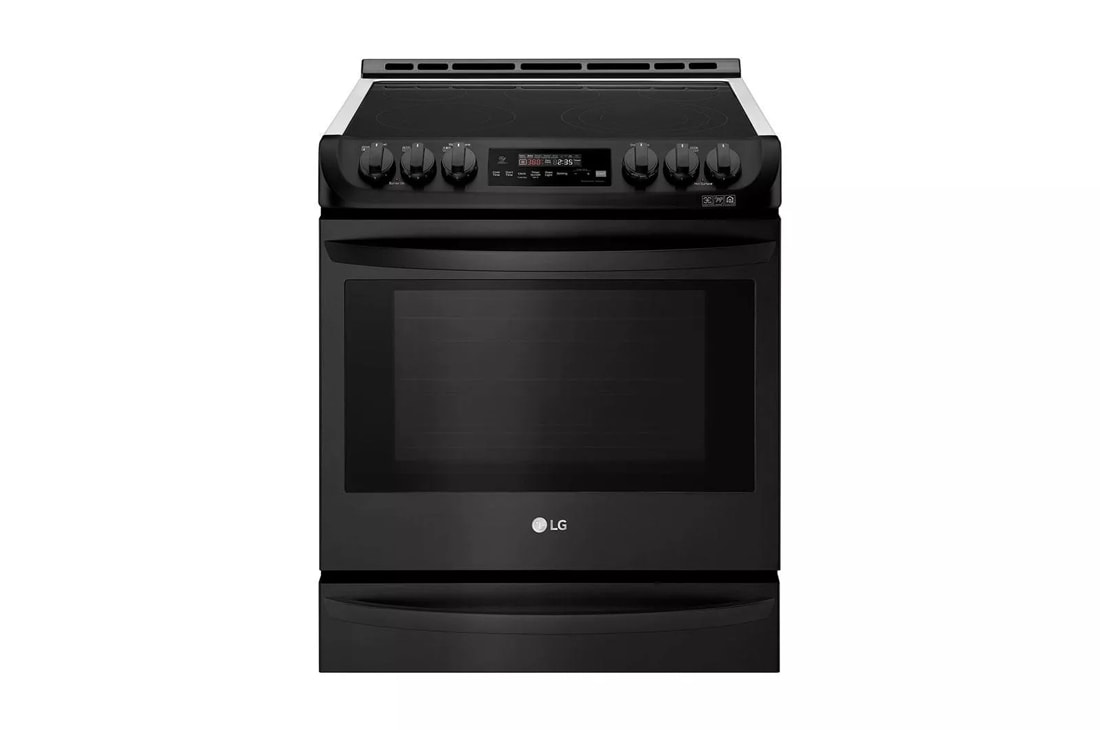 6.3 cu. ft. Smart wi-fi Enabled Electric Slide-in Range with ProBake Convection® with Essex cabinets in White