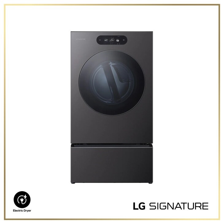 LG DLEX9900B Signature Electric Dryer in Black Stainless Steel - Front View