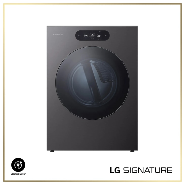 LG SIGNATURE Mega Capacity Smart Front Load Electric Dryer with Built-In Intelligence, TurboSteam® and Touch LCD Control, Brushed Black Steel, 9.0 cu.