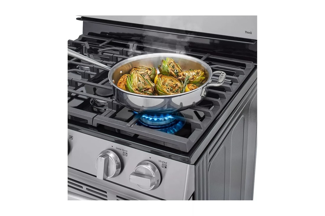 LRGL5825F LG 30 5.8 cu.ft. Wifi Enabled Gas Range with InstaView Window  and AirFry - PrintProof