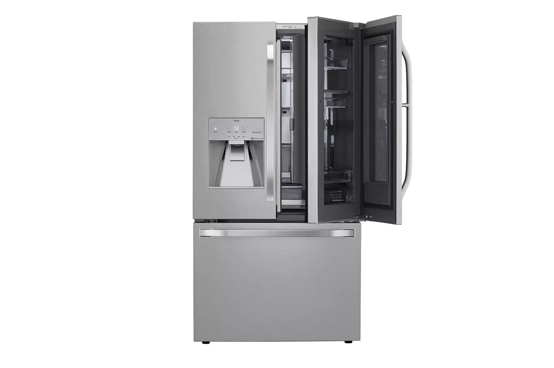 lg studio 24 cu. ft door-in-door counter-depth refrigerator front view with right door slightly open