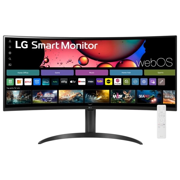 34" MyView Smart Monitor WQHD 1440P Curved Screen 100Hz with webOS Tilt/Height Adjustable Stand