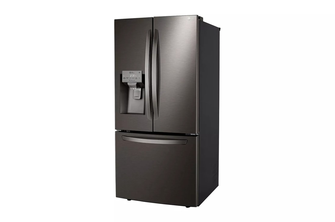 black and stainless steel refrigerator