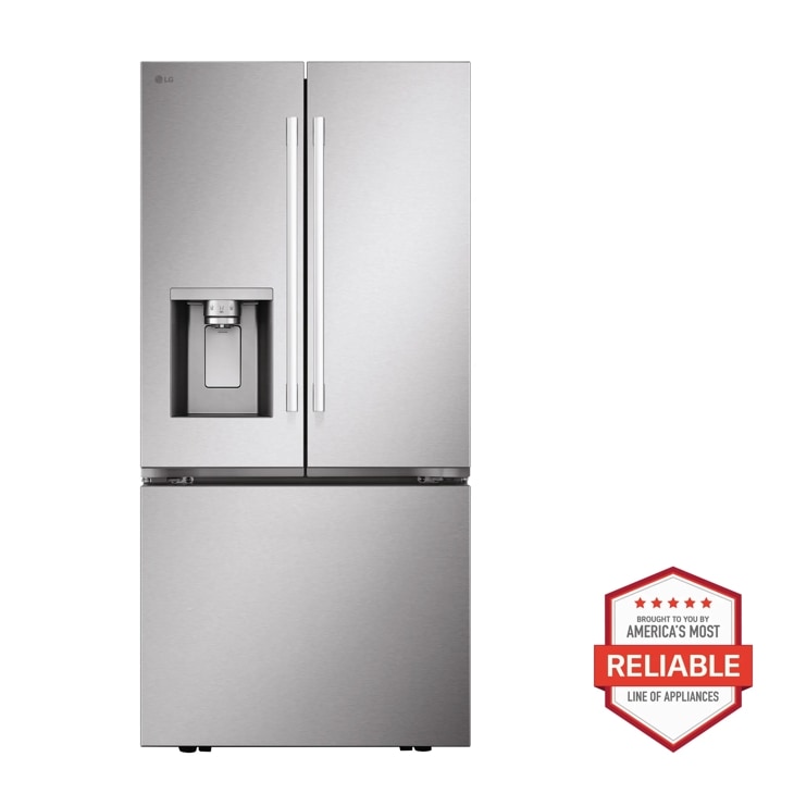 25 cu.ft. 3-Door French Door Refrigerator with Hybrid Handle Design and External Ice and Water Dispenser
