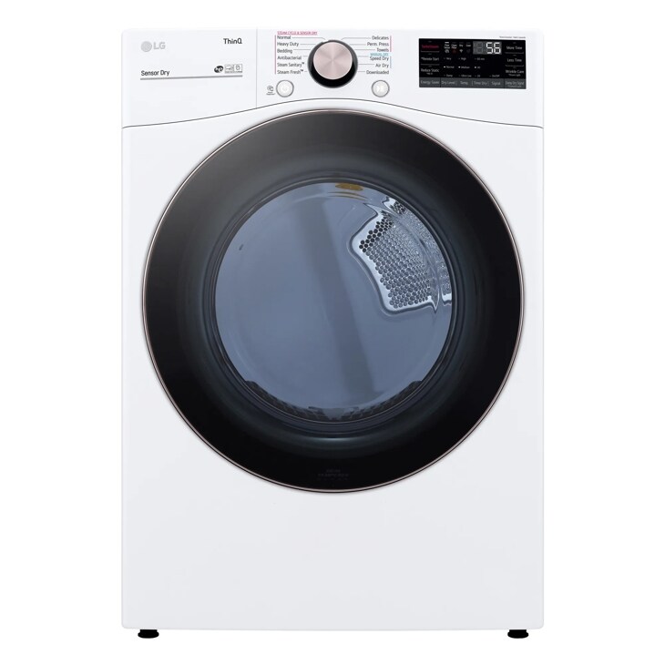LG DLEX4000W Dryer with Sensor Dry and Steam Cycle options - Front View