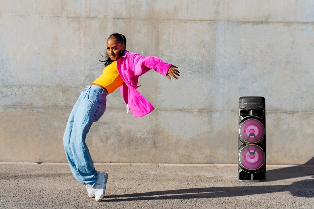 LG XBOOM RNC9 Party Tower with Dual Bass Blast - Lifestyle images