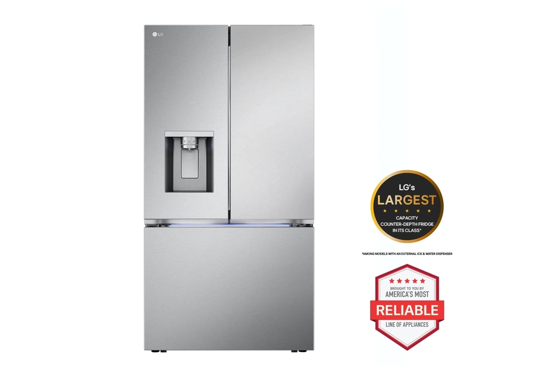 LG's largest capacity fridge in its class* 
*Among models with an external ice & Water Dispenser
Brought to you by America's most Reliable line of appliances.