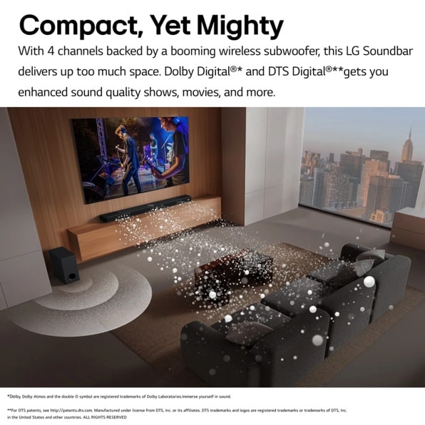 LG Soundbar for TV with Dolby Digital®¹ 2.1 channel S40T