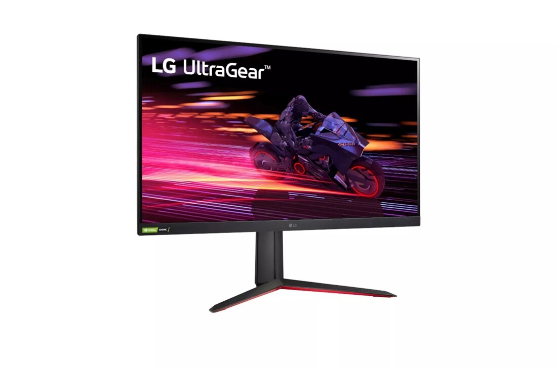 Left side view of the 32 Inch LG UltraGear (32GP750-B) gaming monitor with 165Hz refresh rate and 1ms (GtG) response time