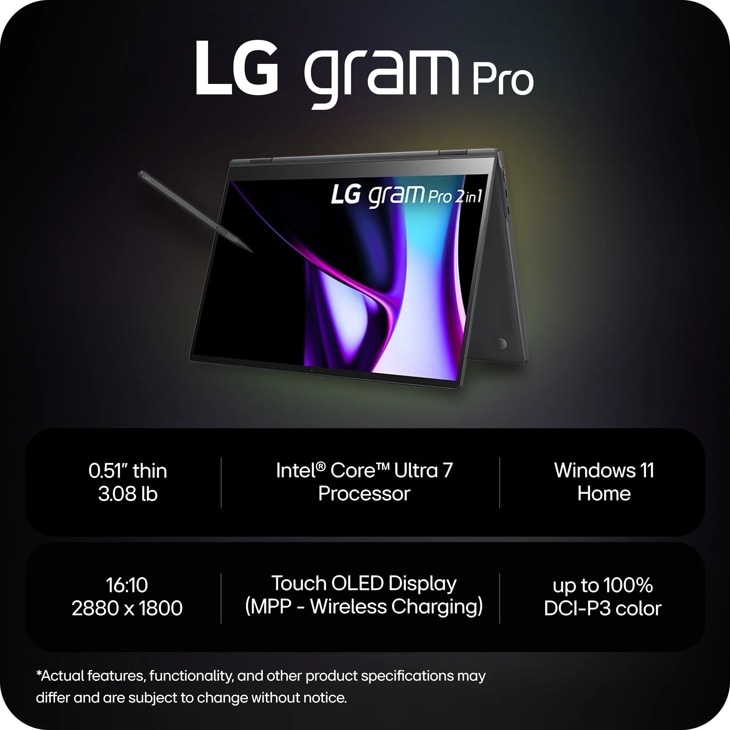 16" gram 2in1 OLED laptop - 16T90SP-K.AAB6U1 | LG USA