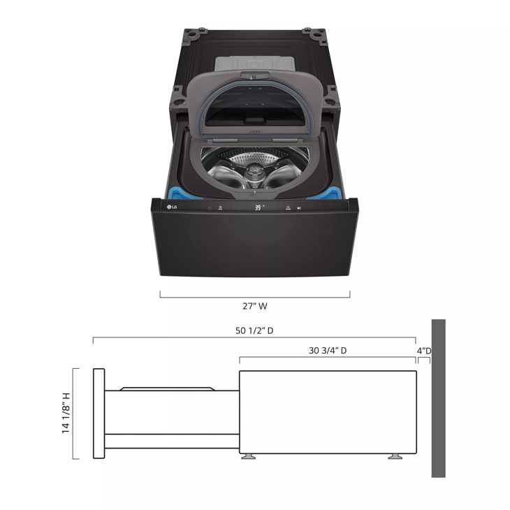 LG 27 Black Steel Sidekick Pedestal Washer WD300CB