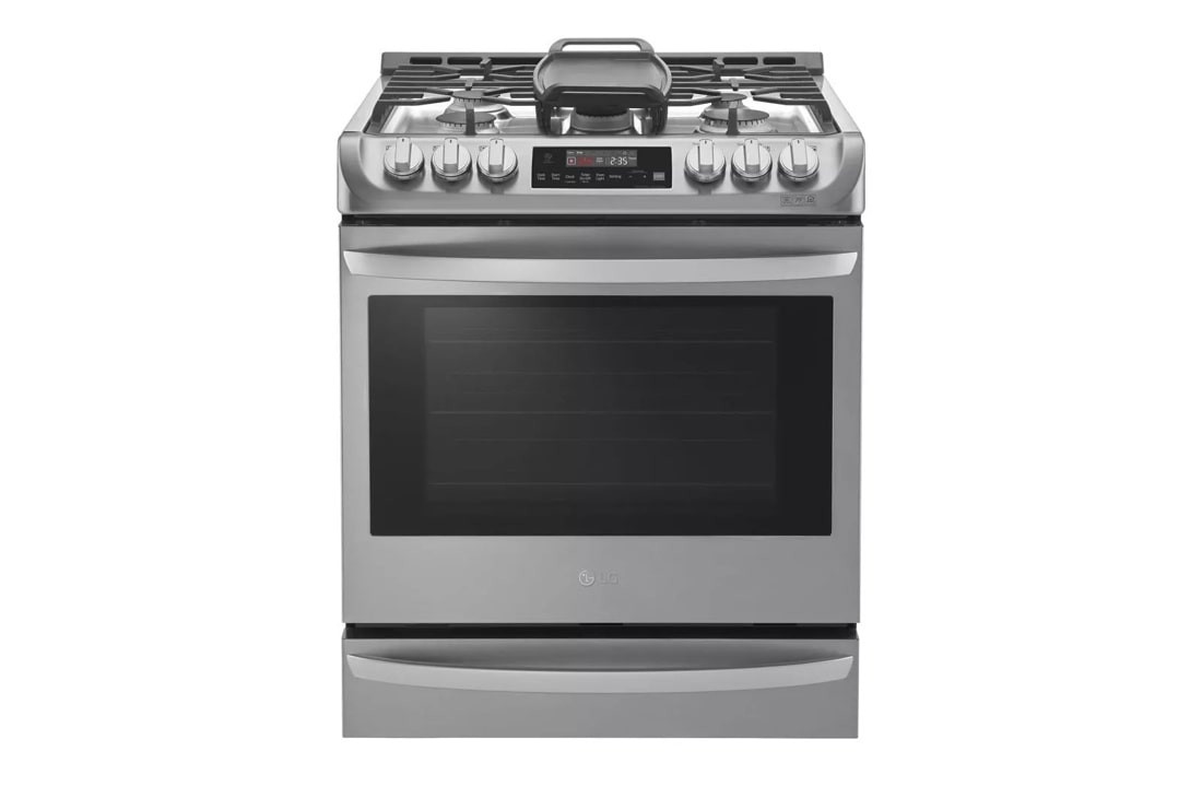 Front view of the 6.3 cu. ft. Smart wi-fi Enabled Gas Single Oven Slide-in Range with ProBake Convection® - LSG4515ST. 