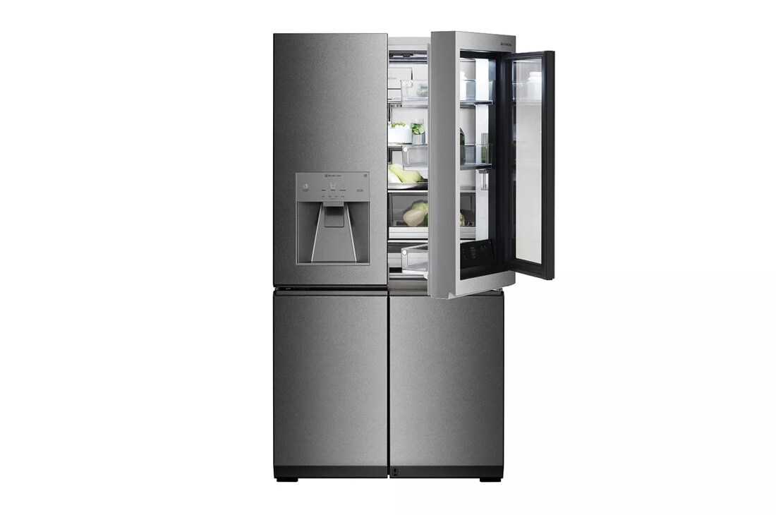 lg signature 31 cu. ft. door in door refrigerator with right door open
