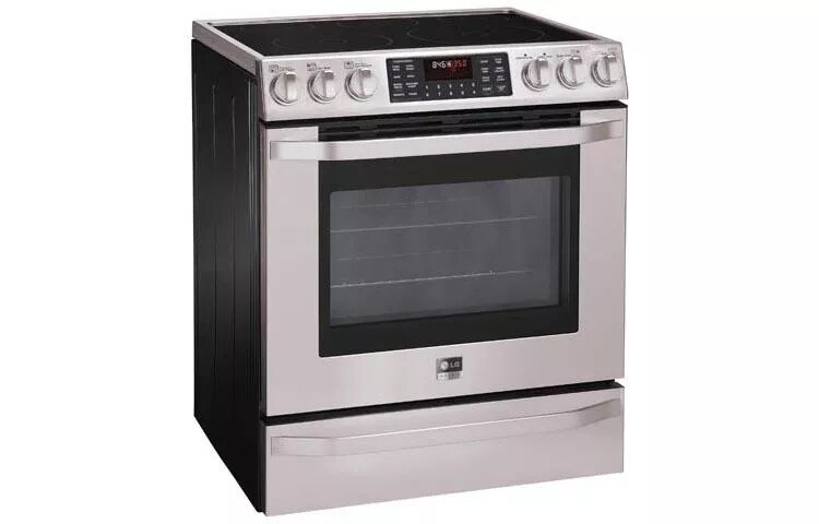 LG Studio - 5.4 cu. ft. Capacity Electric Slide-in Oven Range with Dual True Convection System