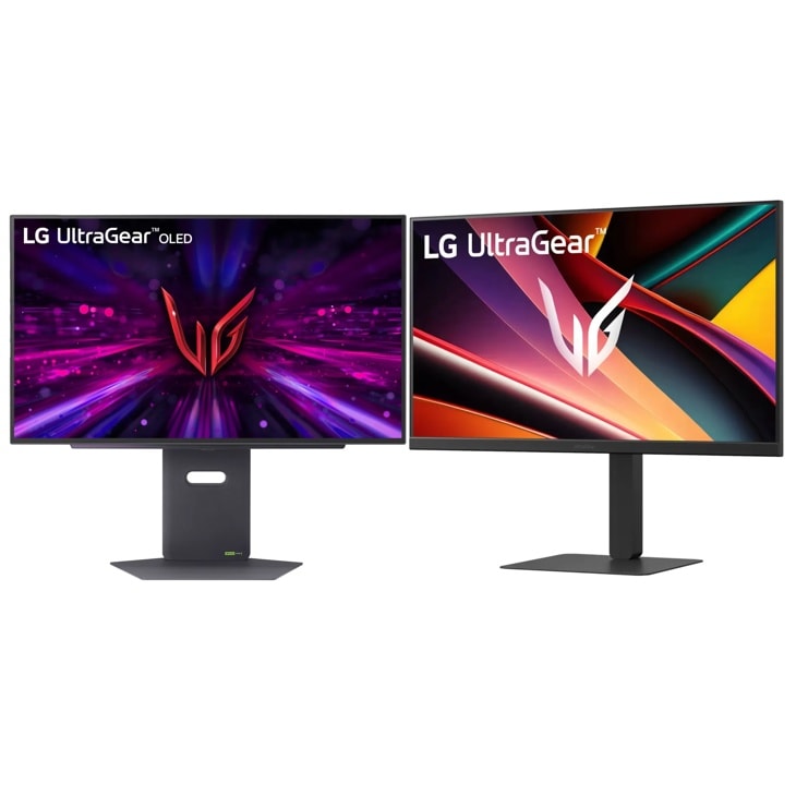 LG UltraGear 27GX700A-B and 27G640A-B Gaming Monitors with adjustable stands - Front View