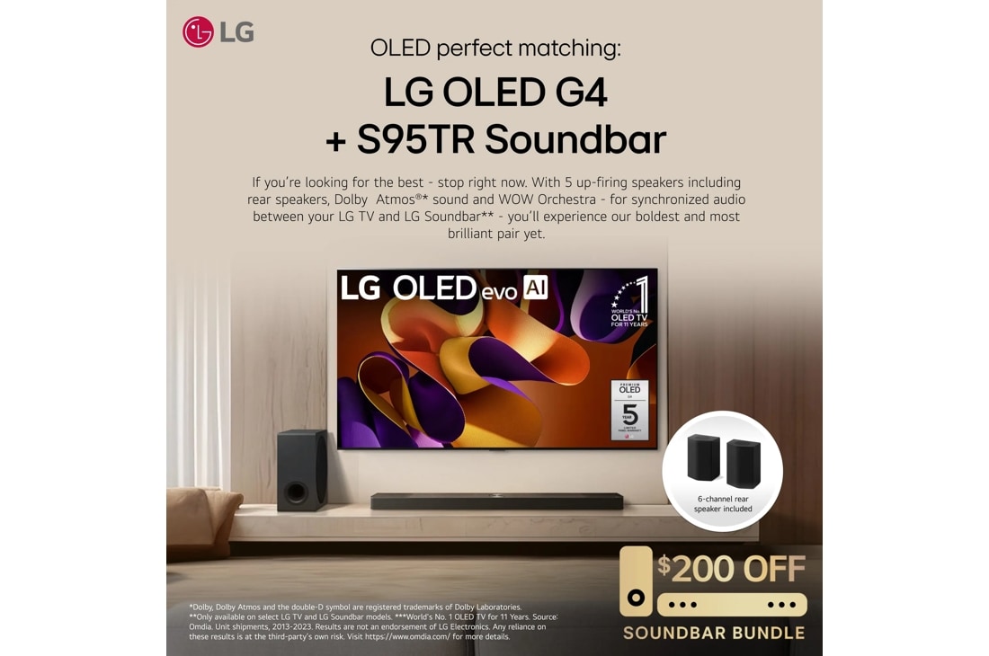 S95TR Best OLED matching LG Soundbar for TV with Dolby Atmos® and Rear  Surround Speakers 9.1.5 channel