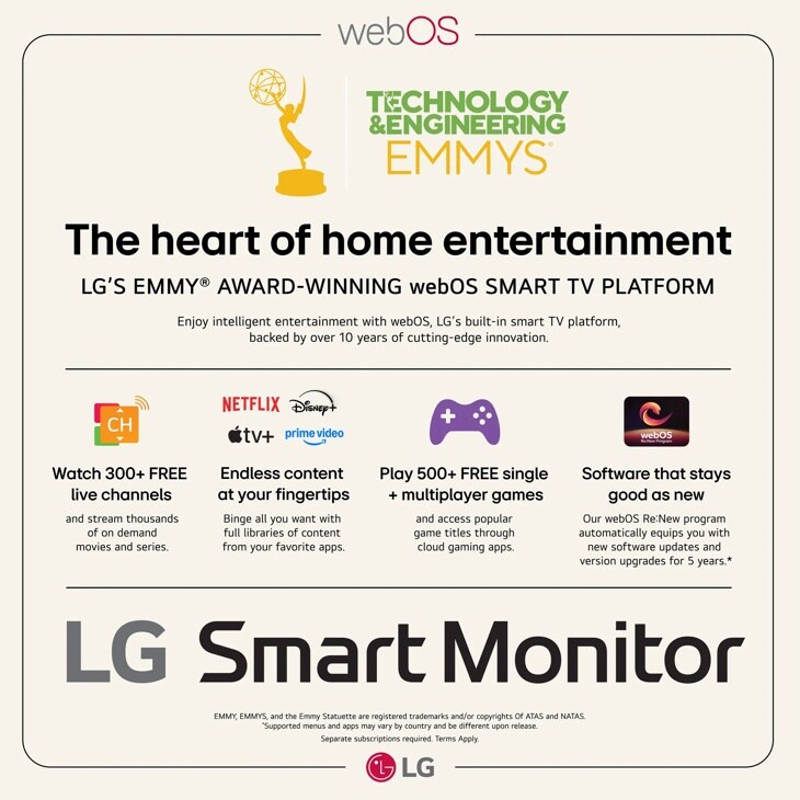27 Inch 4K UHD IPS Smart Monitor with webOS and USB Type-C
