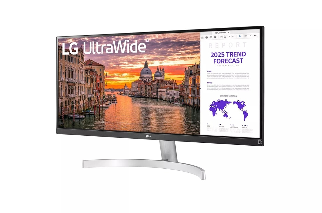 Monitor  LG 29WK600-W, 29, Full HD Plus, IPS, HDR10, 5 ms, Blanco y  plateado