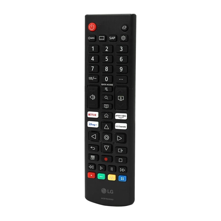 LG AKB76040302 TV remote control with numeric keypad and navigation buttons