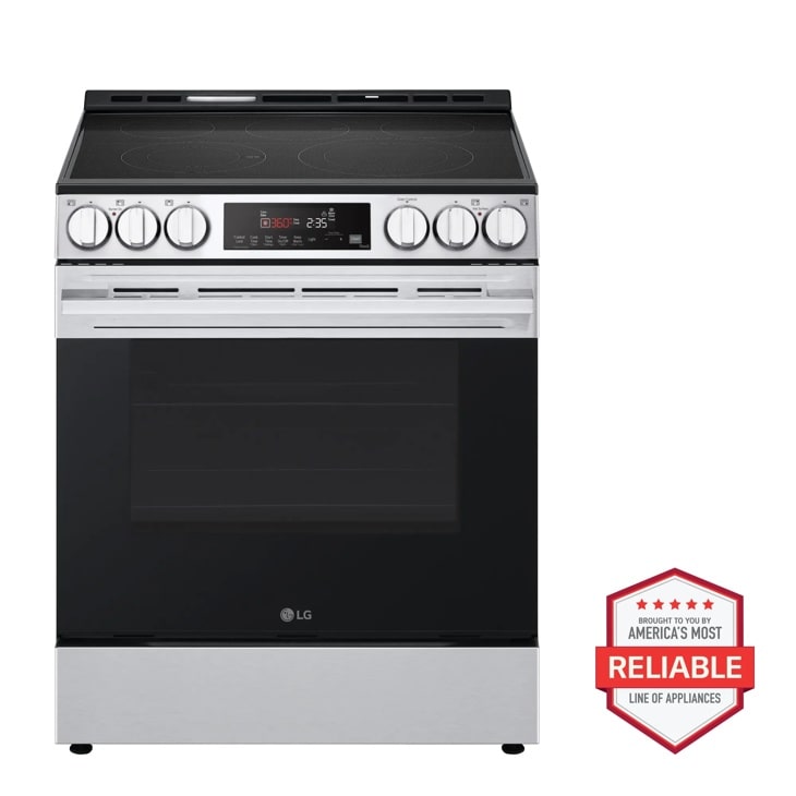 LG LSEL6333XE Electric Range with smooth cooktop and digital control panel brought to you by Americas Most Reliable Line of Appliances - Front View