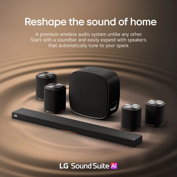 Hero image
and
positioning
statement
for the LG
Sound Suite
audio system
