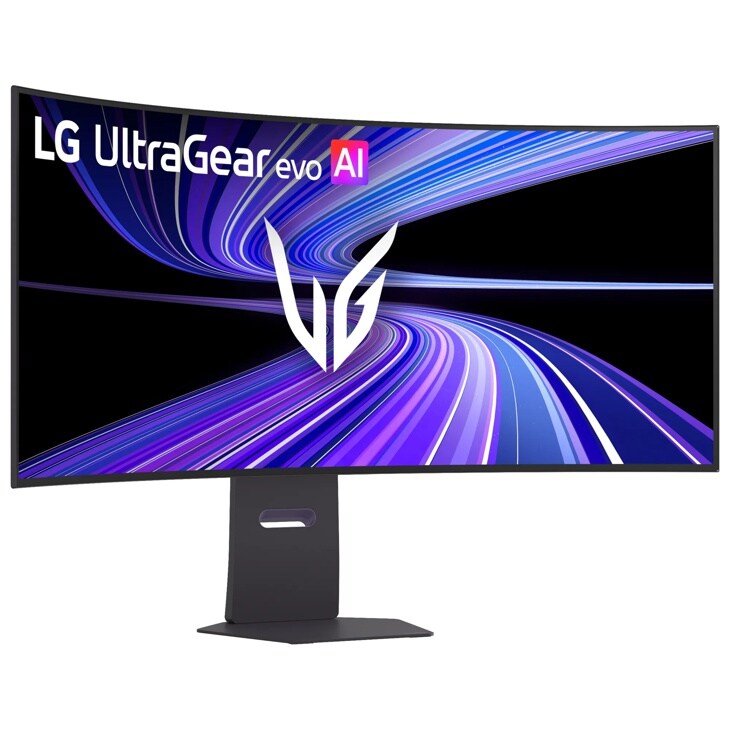 LG 45GX950B-B UltraGear evo AI OLED Gaming Monitor with curved display and adjustable stand - Front View