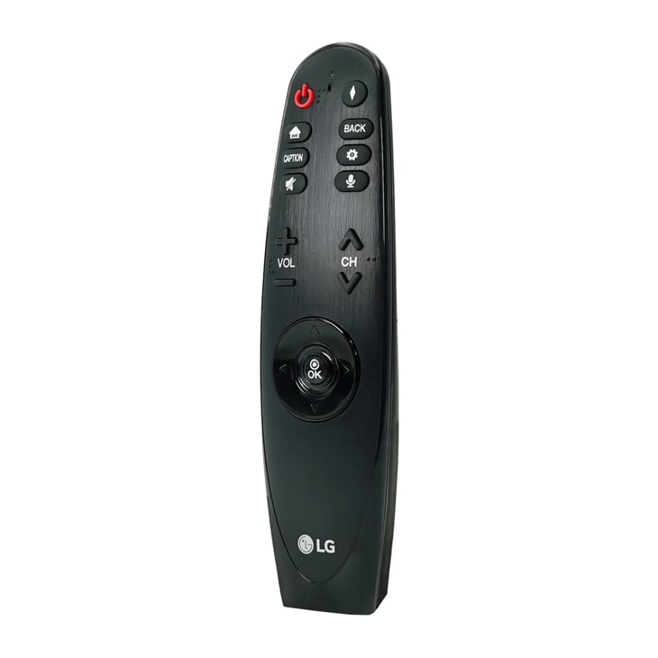 LG AKB75395302 TV remote control with navigation wheel, power button, and volume and channel controls