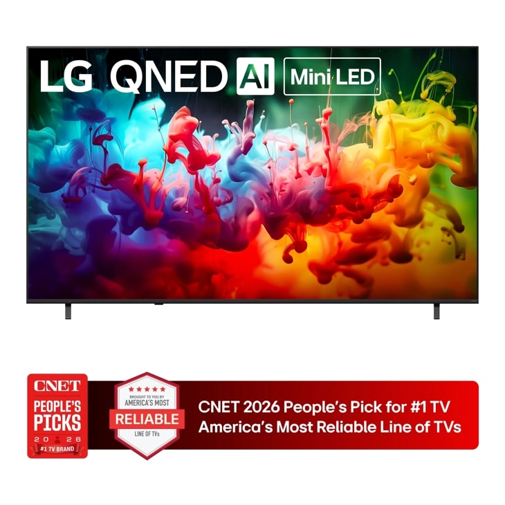85-Inch LG QNED AI 4K QNED TV 85QNED75BUA with CNET 2026 People's Pick for #1 TV Brand and America's Most Reliable Line of TVs badges
