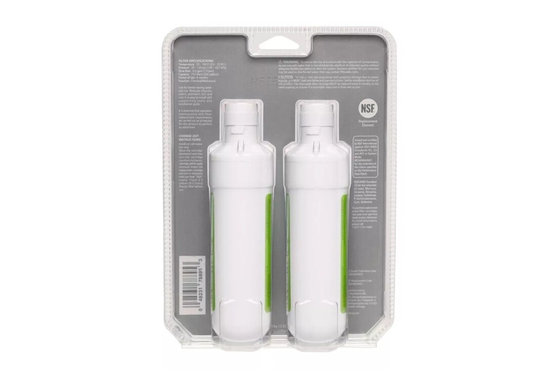 6 month / 200 Gallon Capacity Replacement Refrigerator Water Filter (2 pack)