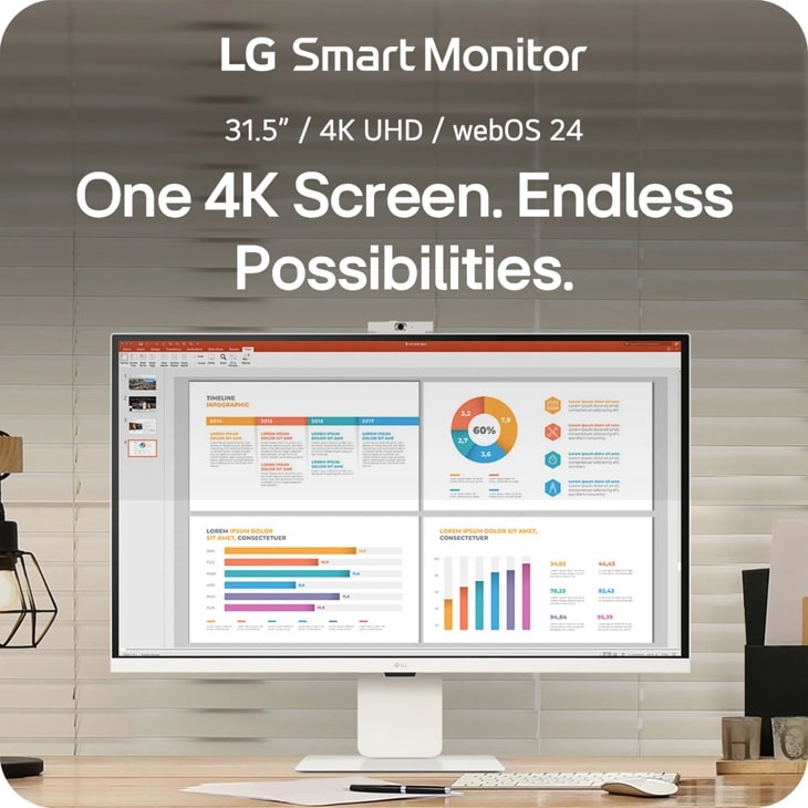 32 Inch 4K UHD IPS Smart Monitor with webOS and USB Type-C PD 90W