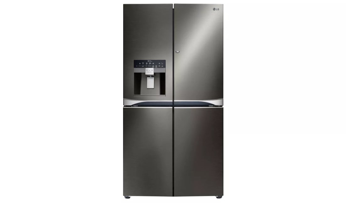 Réfrigérateur intelligent à portes françaises LG avec machine à glaçons, 36  po, noir mat LFXS28566M