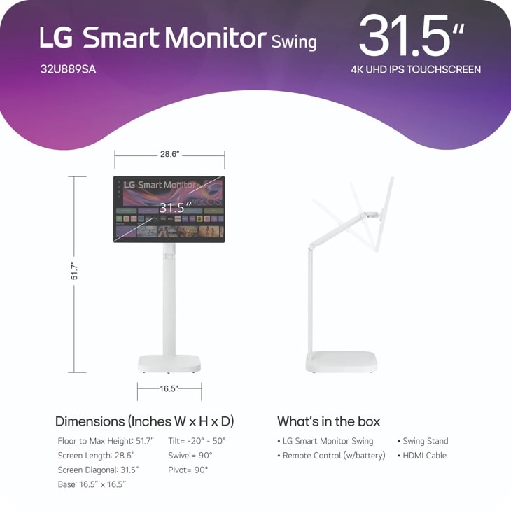 32 Inch Smart Monitor Swing - 32U889SA-W | LG USA