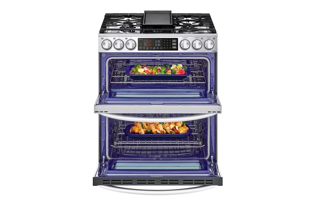 LG 30 in. 6.9 cu. ft. Smart Air Fry Convection Double Oven Slide