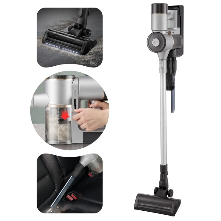 LG C7325LC – Cordless Vacuum – Side Angle Image on Charging Dock
