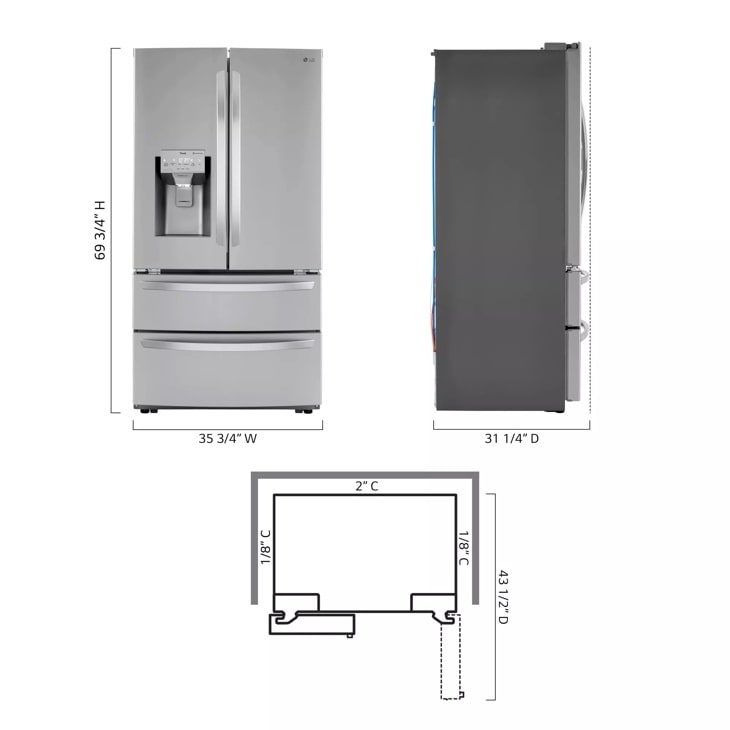 22 cu ft. Counter Depth Refrigerator - LMXC22626S | LG USA