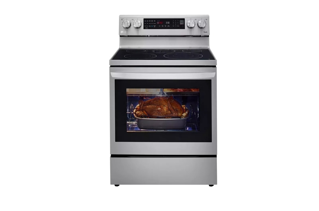LG 6.3 cu. ft. Smart True Convection InstaView Electric Range Single Oven  with Air Fry in Printproof Stainless Steel LREL6325F - The Home Depot