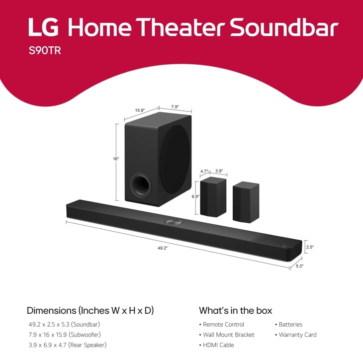 LG Home Theater Soundbar for TV with Dolby Atmos® S90TR LG US